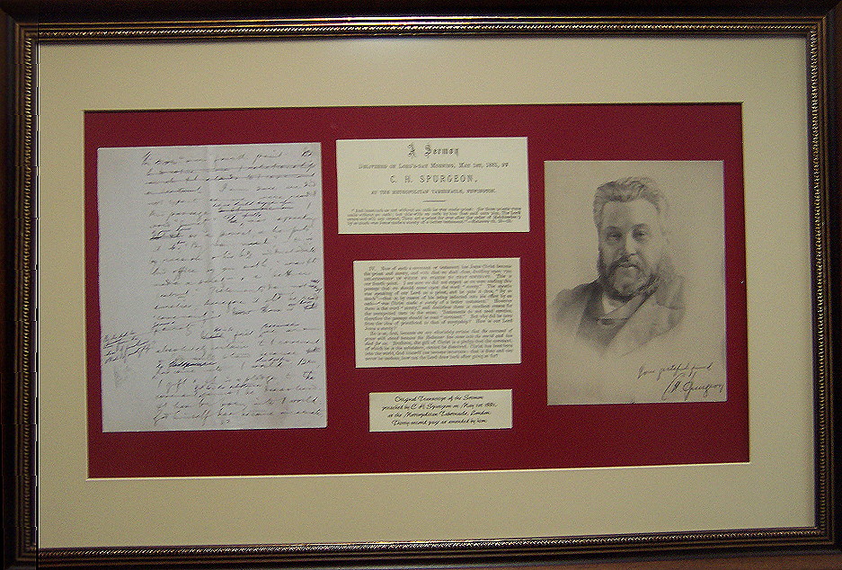 Spurgeon Note Matted And Framed Spurgeon Note Matted And Framed